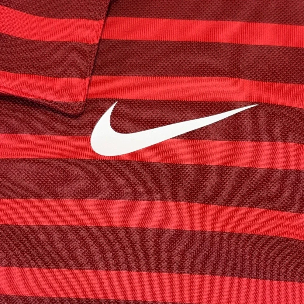 Nike Men's XL Dri-Fit Golf Striped Polo‎ Shirt in Red Maroon Performance 833065